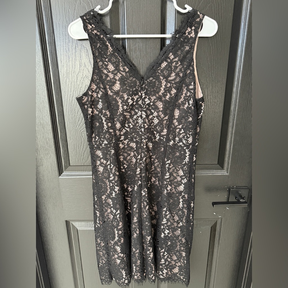 LOFT Black Floral Lace Dress